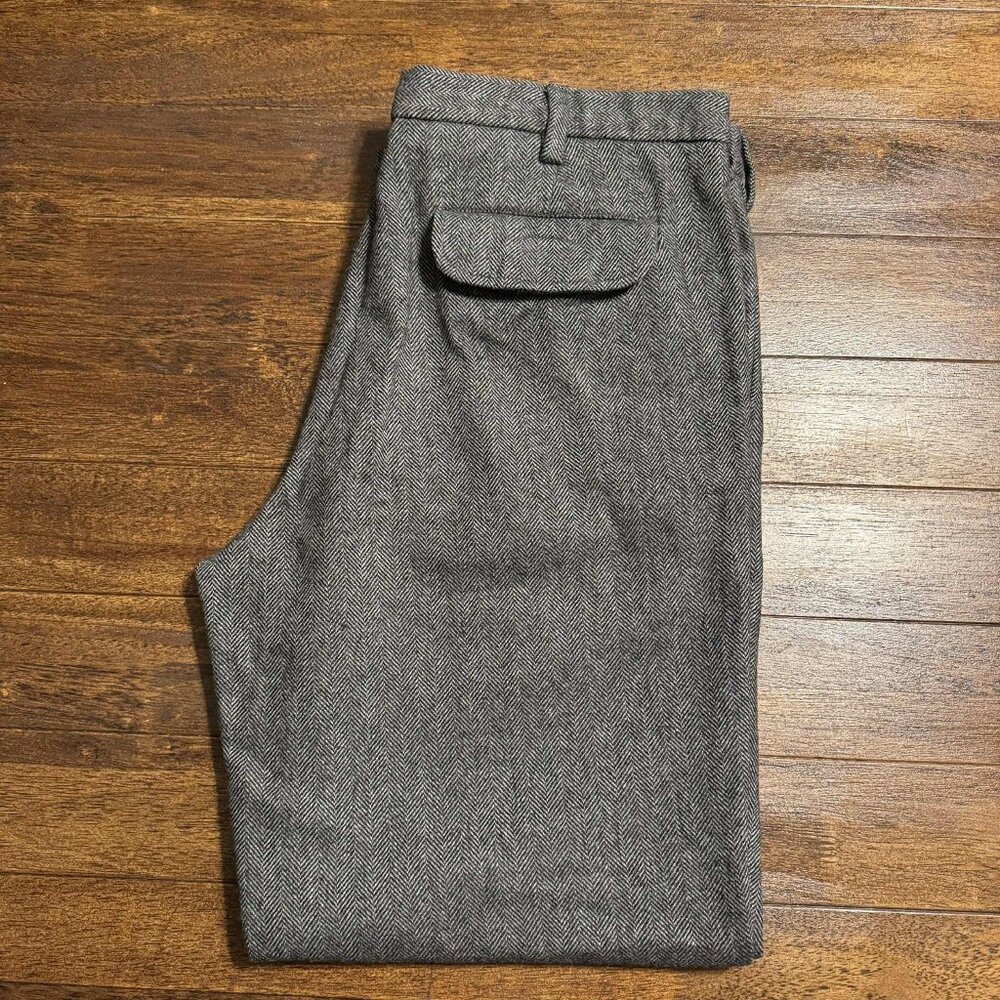 VTG Gap Wool Herringbone dress pants slacks Mens 38X32 Classic Fit Gray - Picture 2 of 11